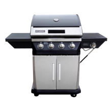 Grill a gás propano de 4 queimadores com queimador lateral